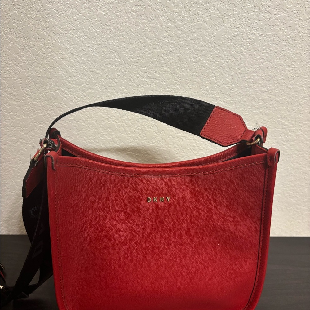 DKNY Red Shoulder Bag Modern Minimalist Design